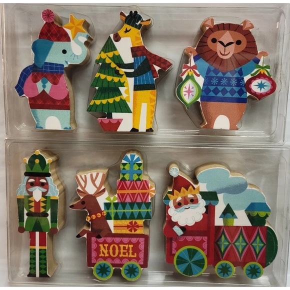 6pc Wondershop Decorative Wood Mantel Character Figures Santa Train Christmas 3" - Picture 6 of 6